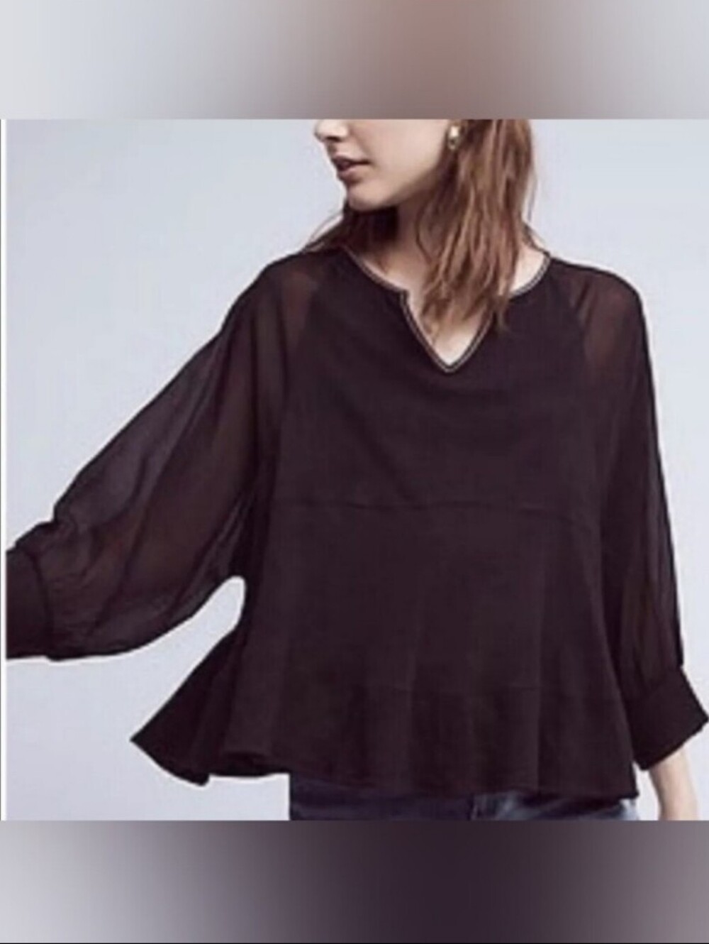 Anthropologie Cotton Akemi + Kin Fenn Dolman Peasant Top Sheer